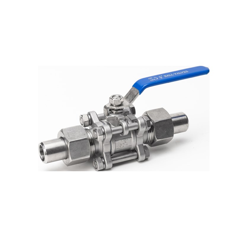 304不锈钢三片式焊接套管球阀Q21F-16P水开关活接对焊阀门DN25 50