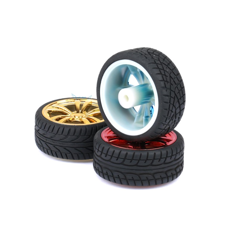 机器人轮胎 电机轮子 TT马达轮子65mm车轮 镀膜 橡胶胎 带内胆