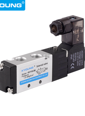 气动4Vb110-06二位五通电磁阀24V气缸换向阀220V电磁阀控制阀组