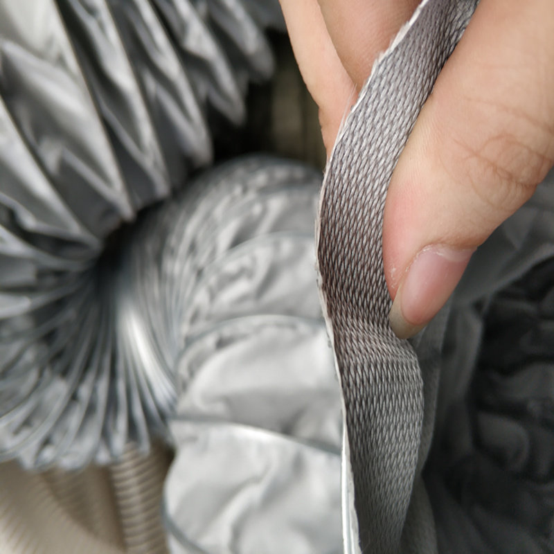 尼龙布钢丝圈伸缩风管耐高温450度 防火通风软管工业排风排尘阻燃