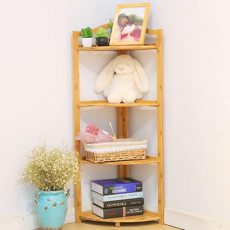 楠竹转角架落地角落架实木置物架客厅卫生间收纳架三角架 包邮