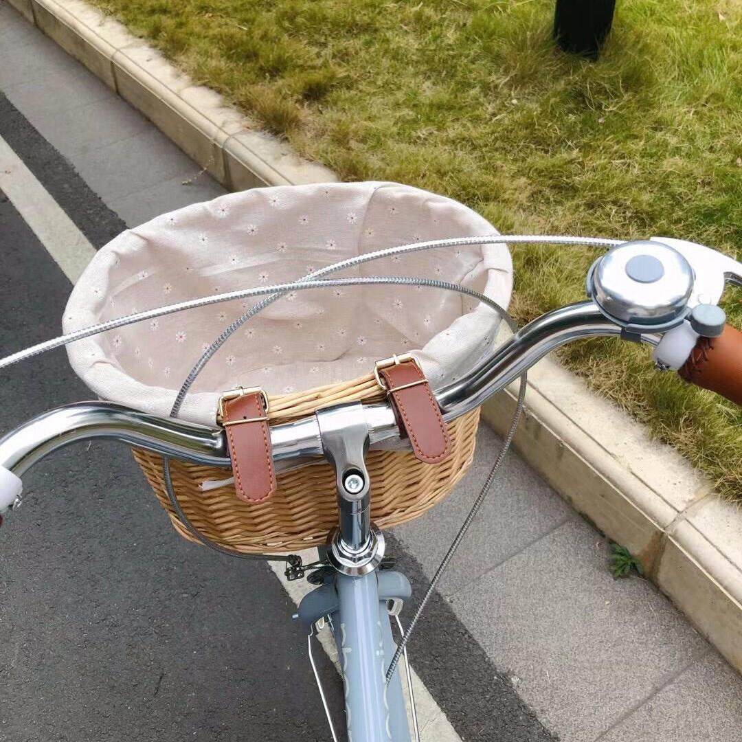 自行车车篮前车筐山地车平衡车复古编织篮子收纳车头车把前置物兜