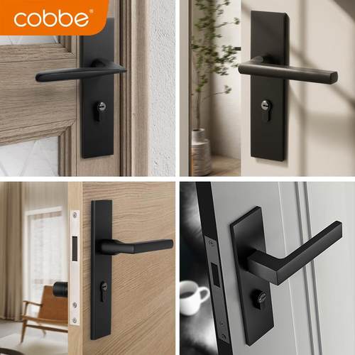 卡贝门锁室内卧室静音手柄房门锁黑色实木门把手家用通用型锁具