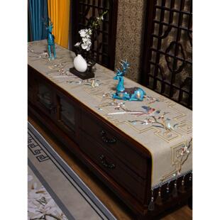 新中式覆古客厅茶几桌布现代简约长方形餐桌垫布艺电视柜盖布定制