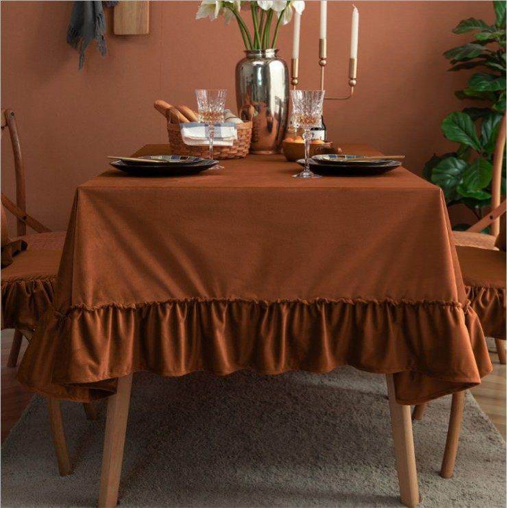 北欧轻奢风荷兰绒餐桌桌布酒店咖啡厅桌布装饰桌布纯色多用盖布