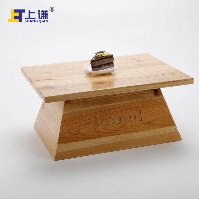 上谦杉木刻字托架糕点西饼蛋糕面包房烘焙展柜中岛柜陈列软装陈设