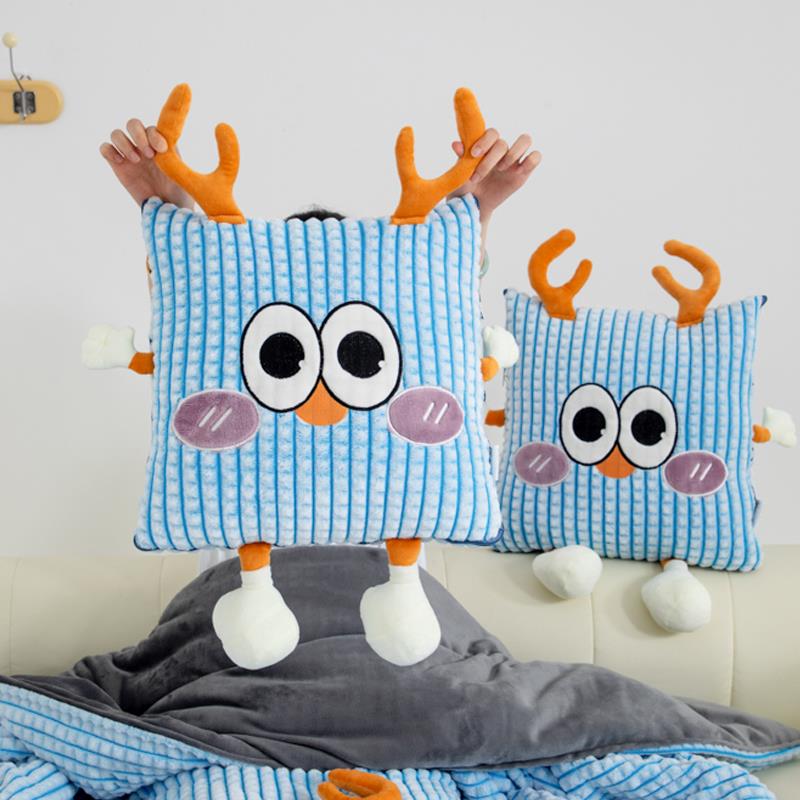 加厚抱枕被子两用车载用折叠靠垫女生办公室靠垫午睡枕毯子二合一