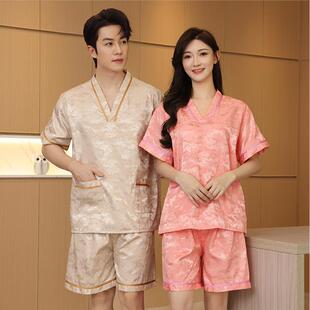 大码汗蒸服棉质套装桑拿浴服男女情侣浴服家居服睡衣足疗美容按摩