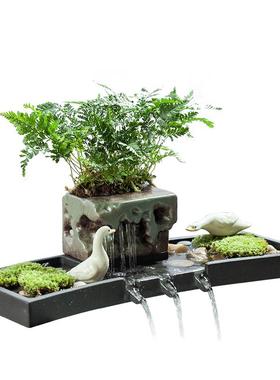 新中客假2022.01.山件鱼式池鱼厅缸造景微景观招财流水摆循环水景