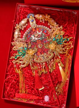 OLZ面团扇新y娘结婚di材料包手工婚礼秀禾级喜双扇成品高新婚送礼