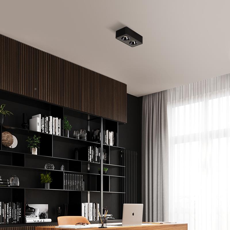 薄明装筒罗曼时光灯双头射灯单无主灯客厅天花灯北防眩超极简方形