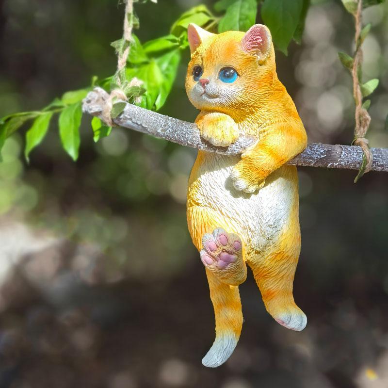 创意动物可爱卡小XBG咪秋千摆件庭猫院户外花园通台树上装阳饰挂