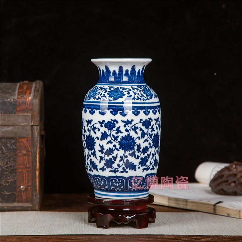 景德镇陶瓷架器彷博古青花瓷中号VMG花瓶中式家古居装饰酒柜客厅