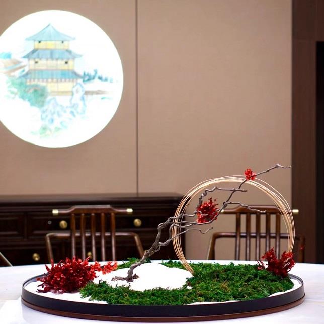 桌店餐桌面微景观永生苔藓景大圆桌高档轻奢桌花造圆TGD形花艺沙