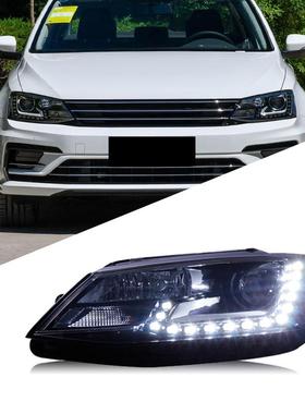 适用于12-18款新速腾大灯总成改装高配LED日行灯双光透镜氙气大灯