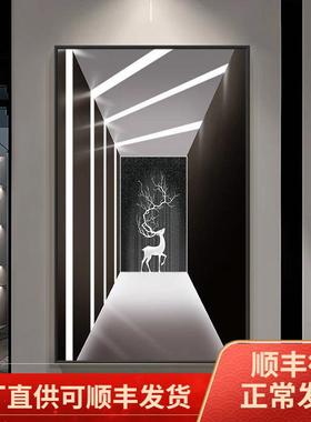 新款现代轻奢入户玄关画走廊光影几何空间简约抽象挂画装饰画壁画