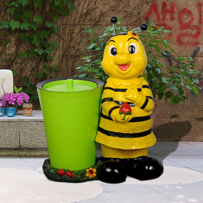 户外庭院蜜蜂雕塑直销树脂创意垃圾桶幼儿园装饰美陈
