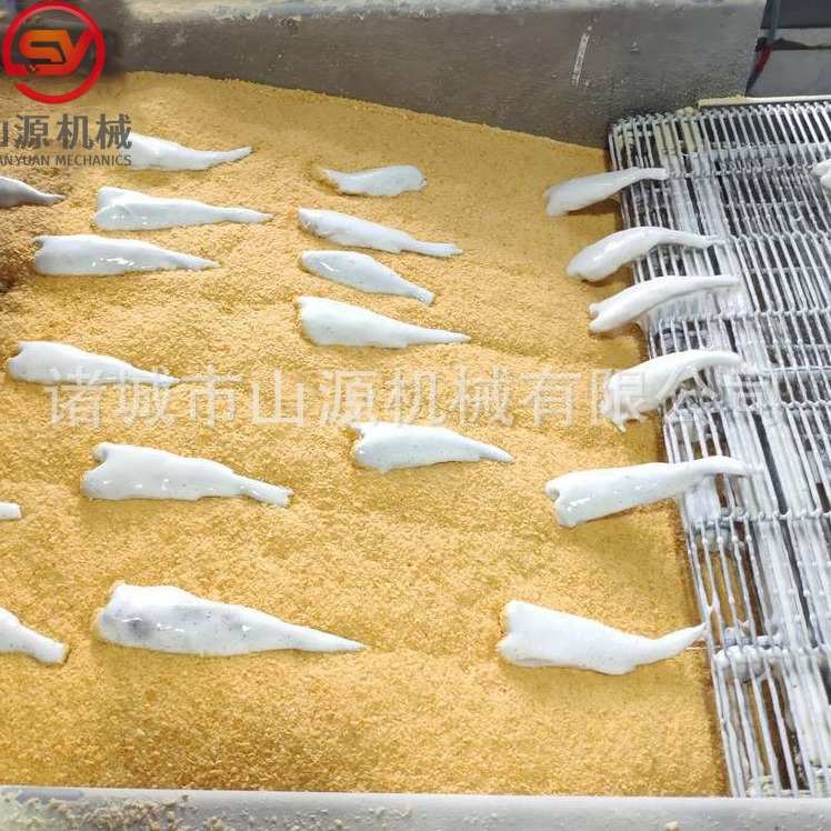 竹荚鱼上浆机 全自动海产品裹浆机设备 小黄鱼秋刀鱼挂浆上糠机器