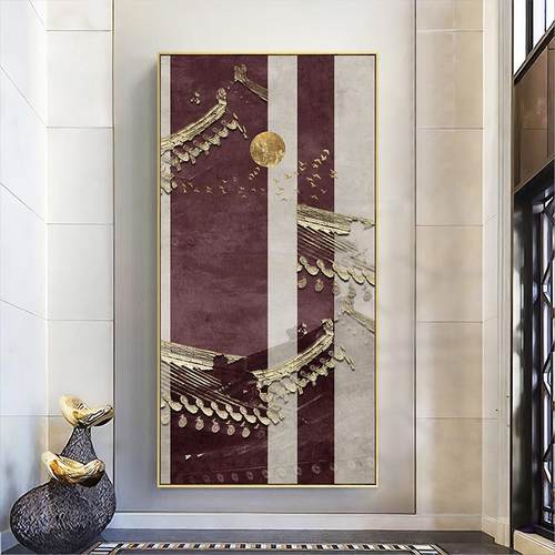 新中式风格玄关装饰画走廊挂画中国风负片风格泡茶室书房过道壁画