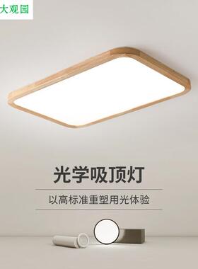 大观园吸顶灯温馨原木风客厅主灯现代简约卧室灯led中山灯具176L