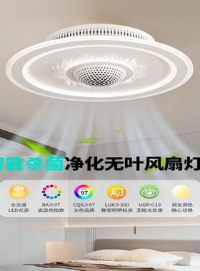 无叶风扇灯现代简约圆形卧室灯全光谱护眼新款电扇一体吸顶灯