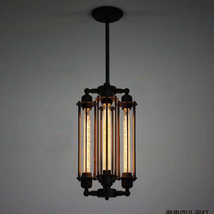 工厂销售美式乡村复古工业风创意餐厅吧台卧室铁艺恶魔岛四头吊灯