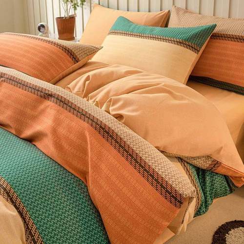 床上床笠床品简约磨毛纯棉秋冬季人三件套加厚床单被套保暖四件套