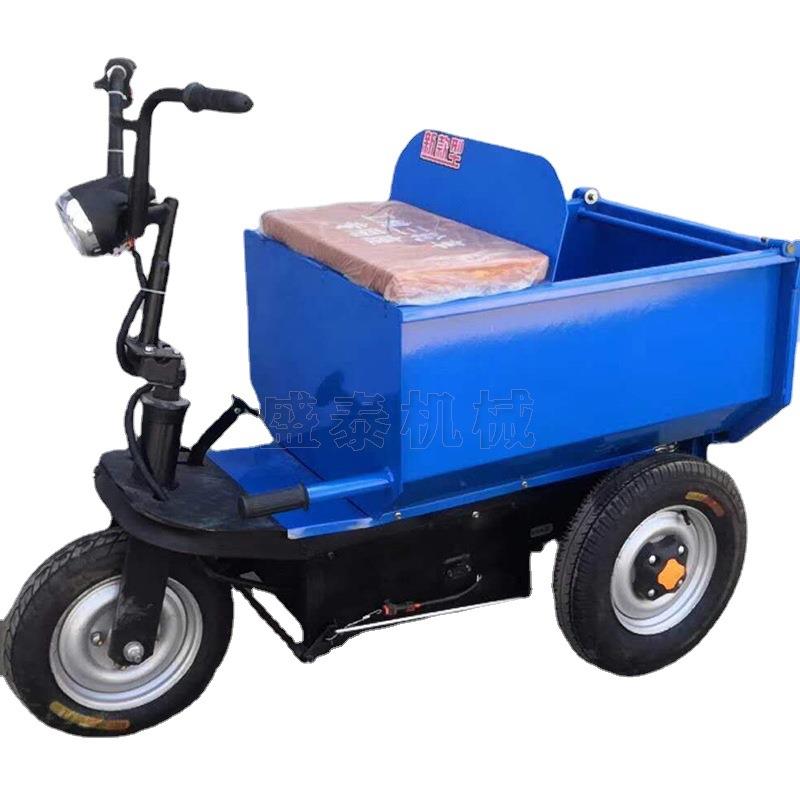 手推灰斗车小型实心胎电动三轮翻斗车工地灰斗车三轮灰斗车