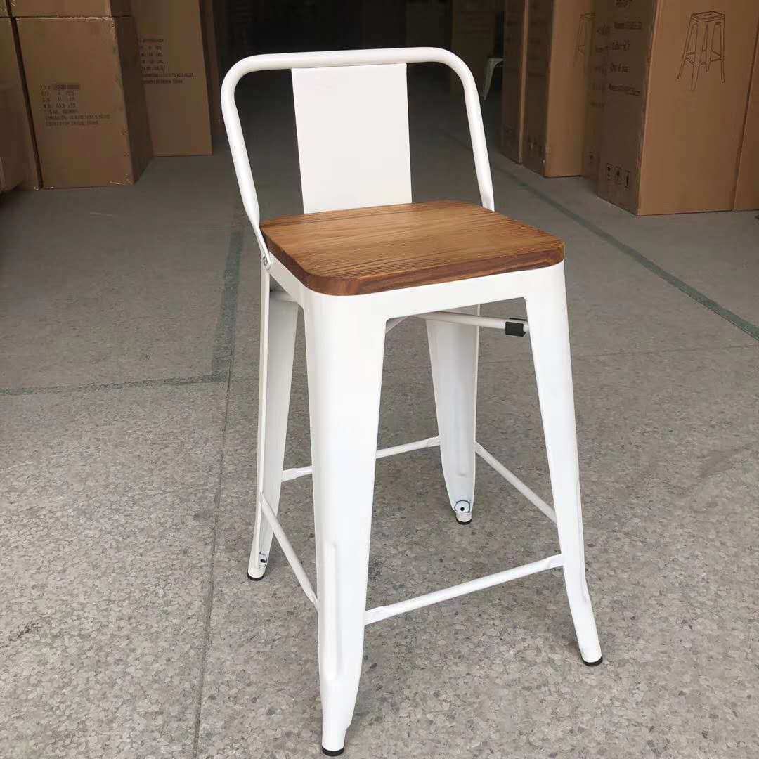复古金属吧台椅凳子铁皮吧凳靠背铁艺高脚吧椅室内带靠背防锈
