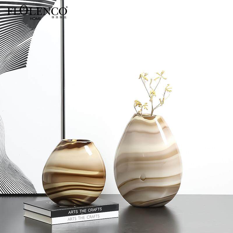 创意现代简约渐变色石纹玻璃花瓶别墅客厅餐桌插花高级感家居饰品,金属材料及制品,金属加工件/五金加工件,淘宝优惠券,粉丝福利购,淘宝优惠卷