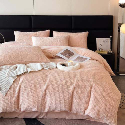 秋冬兔毛绒加厚床单枕套被套床上四件套床笠枕头套被罩三件套床罩