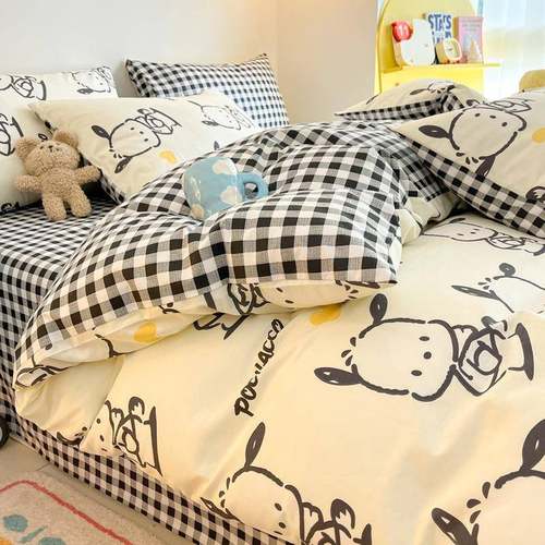 卡通2024新款全棉床上四件套纯棉床单被套学生三件套儿童男孩床品