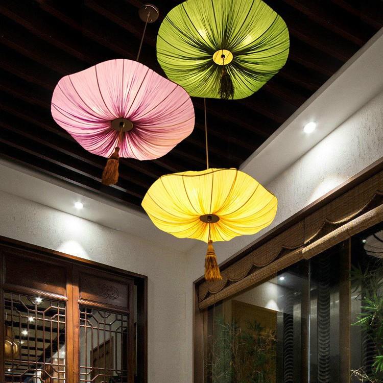 中式古典布艺灯罩吊灯民宿酒店别墅楼梯餐厅客厅火锅店创意吊灯笼