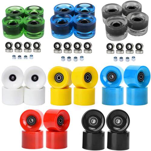 【袋装】四轮4pc滑板78A长板PU轮刷街轮70x51mm多彩608RS轴承套筒