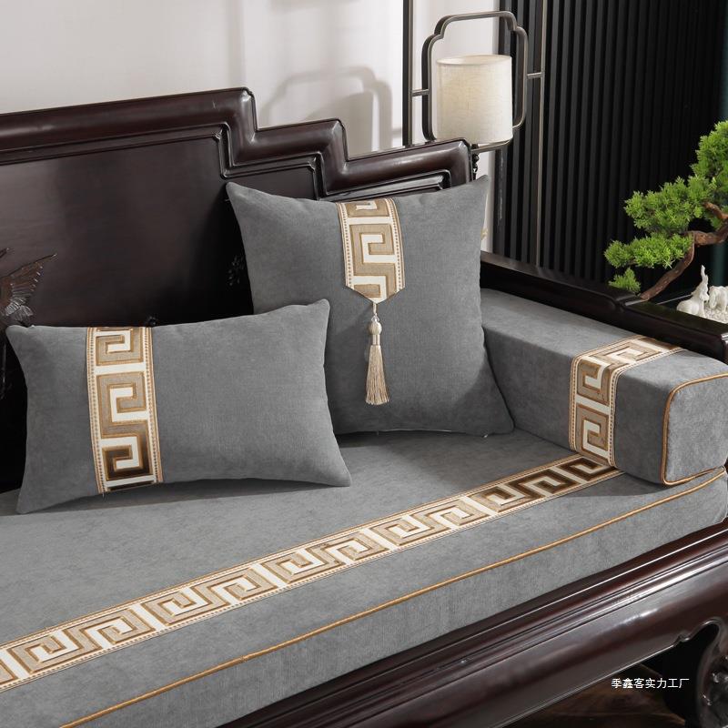 9DDH新中式红实木沙发抱枕套可拆洗靠枕套客厅腰枕床头大号靠