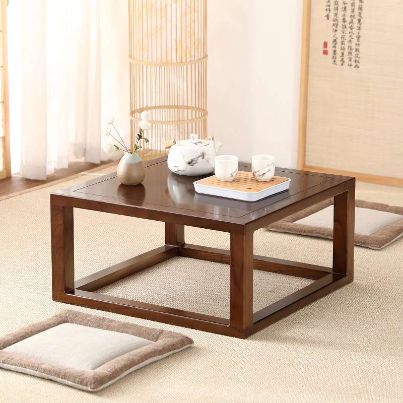新中式榻榻米茶几老榆木禅意茶桌日式飘窗小桌子炕桌小方桌矮桌子