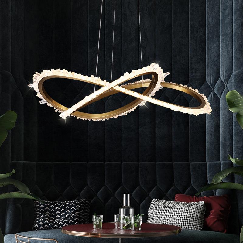 天然水晶后现代轻奢吊灯简约极简客厅餐厅卧室书房设计师中山灯具