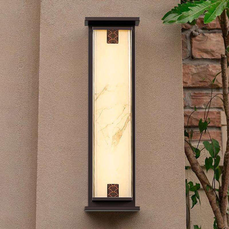 太阳能户外防水壁灯简约仿云石别墅庭院阳台室外长条大门两侧墙灯