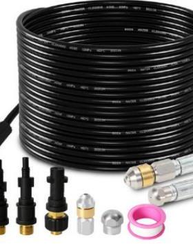 多功能高压清洗机下水道喷射套件 5800PSI排水清洁软管 老鼠头