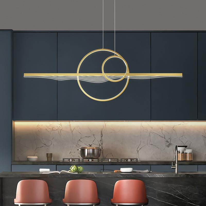 轻奢全铜餐厅吊灯极简现代简约吧台茶室创意山水设计师款个性灯具