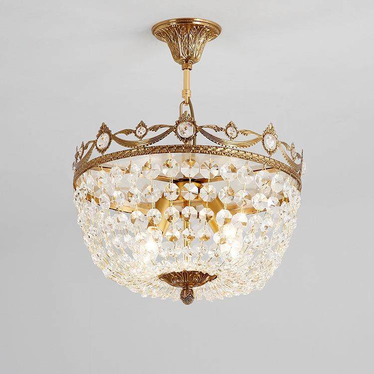 欧式全铜水晶吸顶灯 卧室奢华客厅圆形简欧法式led复古玄关灯具