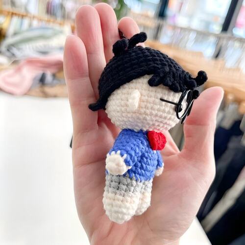 手工钩织柯南玩偶挂件 毛线编织卡通公仔钥匙扣 源头工厂可