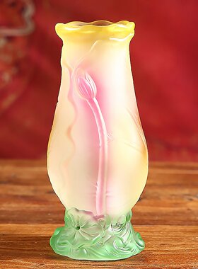 三昧香 琉璃供佛花瓶佛前供花瓶 客厅摆件插花供佛佛堂观音花瓶