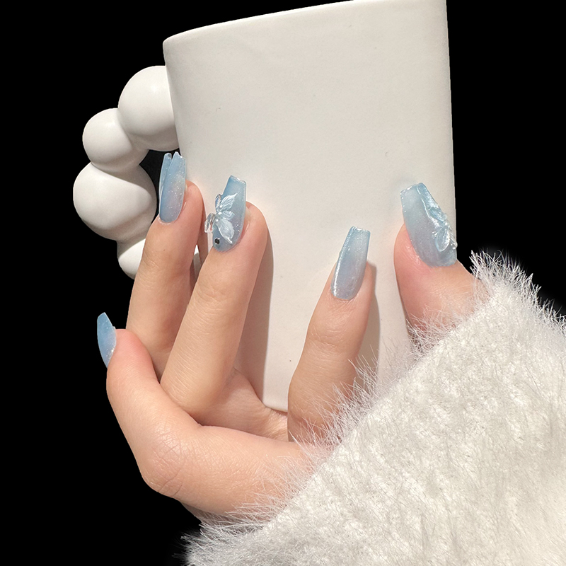 外贸跨境穿戴甲高级感猫眼美甲可拆卸假指甲贴贴片ins风甲片批发