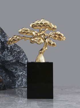 新中式迎客松摆件现代艺术客厅家居饰品中式P氛围玄关装饰品摆件
