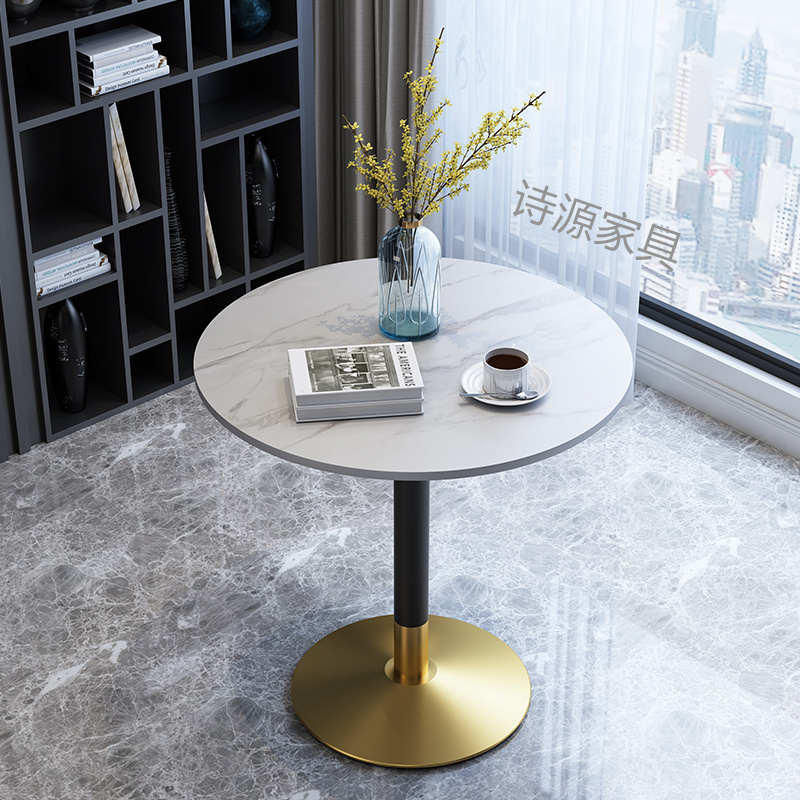 简约现代小圆桌售楼部4Su店酒店接待洽谈桌休闲区奶茶店阳台小桌