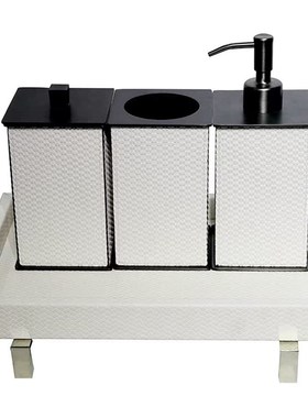 轻奢客厅托盘浴j室卫浴摆件软装样板房亚克力书报架皮革饰品盒装