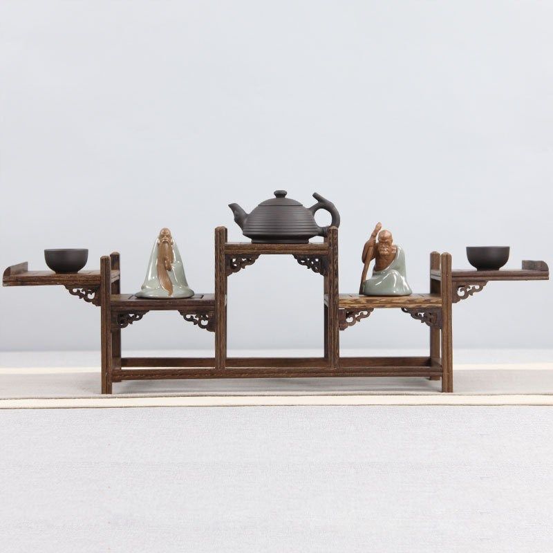 红木鸡翅木小博古架实木中式多宝阁木雕摆L件底座茶壶茶具架展示,家居饰品,木雕,淘宝优惠券,粉丝福利购,淘宝优惠卷