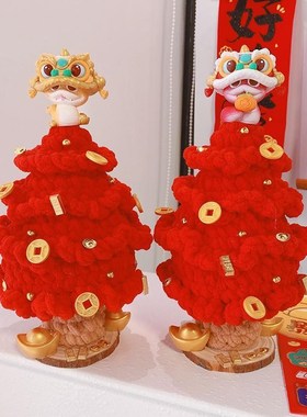 金蛇手工编织发财树国风桌面摆件春节氛围感装饰春W节元旦伴手礼