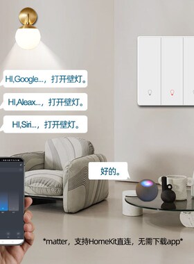 轻触酒店开关国标英规matter智能按键开关HoOmeKit语音开关面板